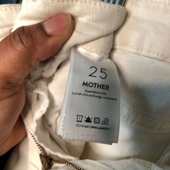 MOTHER Womens High Waisted Looker Ankle Fray Denim Jeans 25 Off White Skinny - Picture 4 of 7